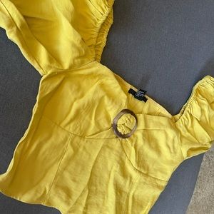 Cute mustard yellow crop shirt